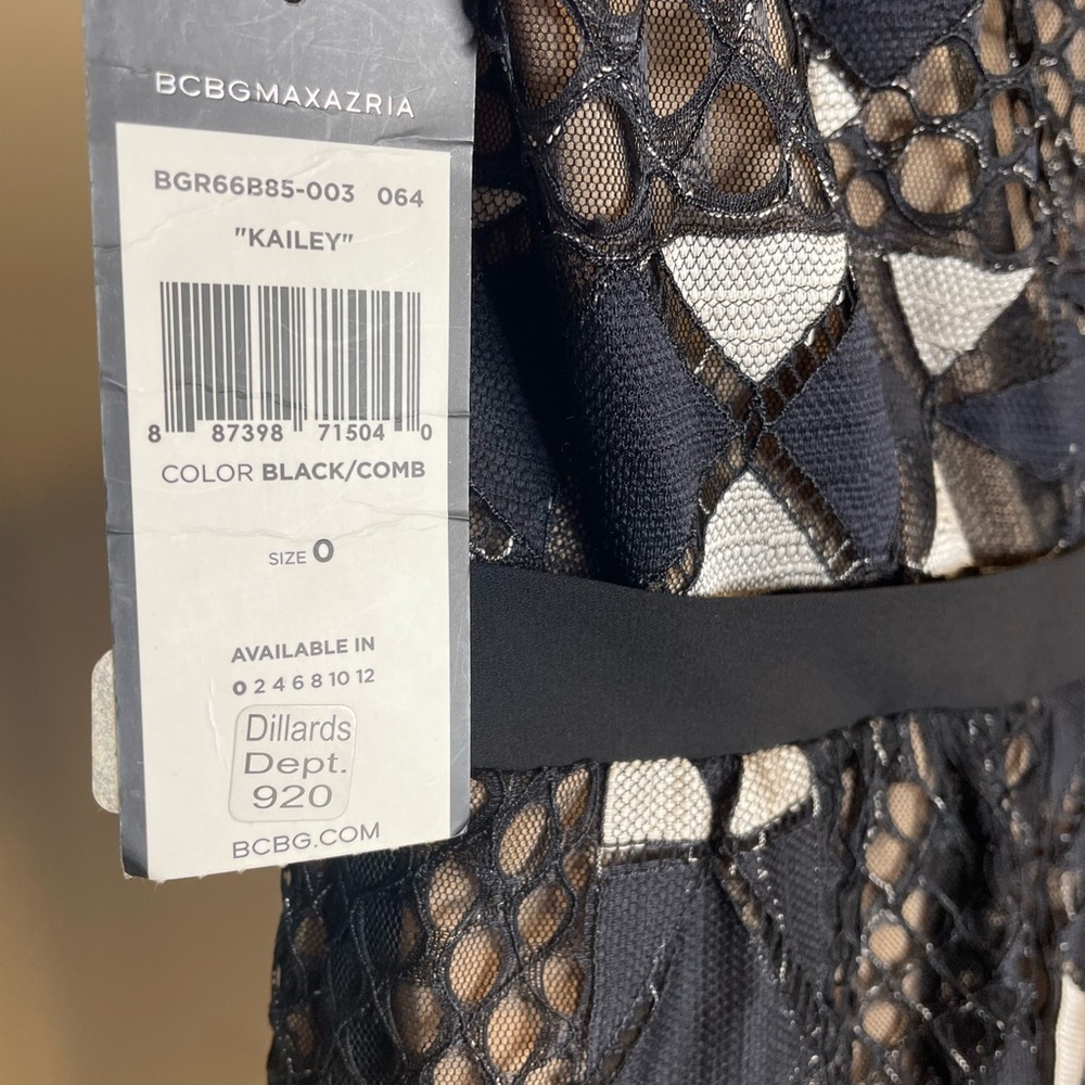 BCBG MaxAzria Black Lace Dress with Cream Underlay Size 0 - Picture 3 of 3